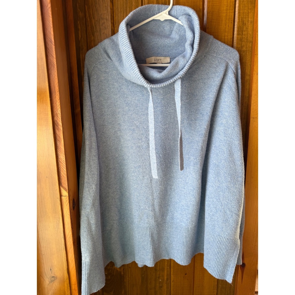 LOFT Light Blue Cowl Neck Sweater Pullover Long Sleeve Womens‎ Size XL